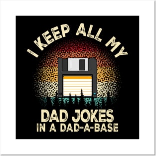 Vintage Retro Funny dad jokes in dad-a-base for Father's day Posters and Art